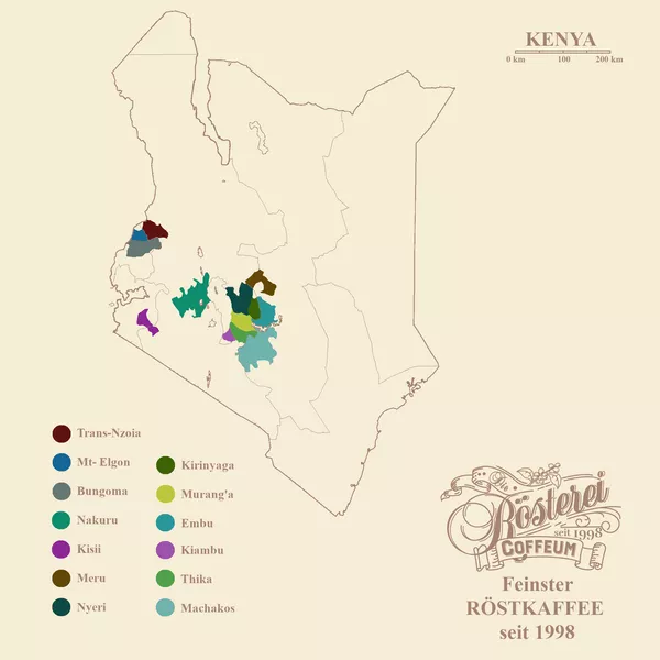 Landkarte Kenia Blue Mountain Portrait | Die Rösterei Coffeum Hamburg