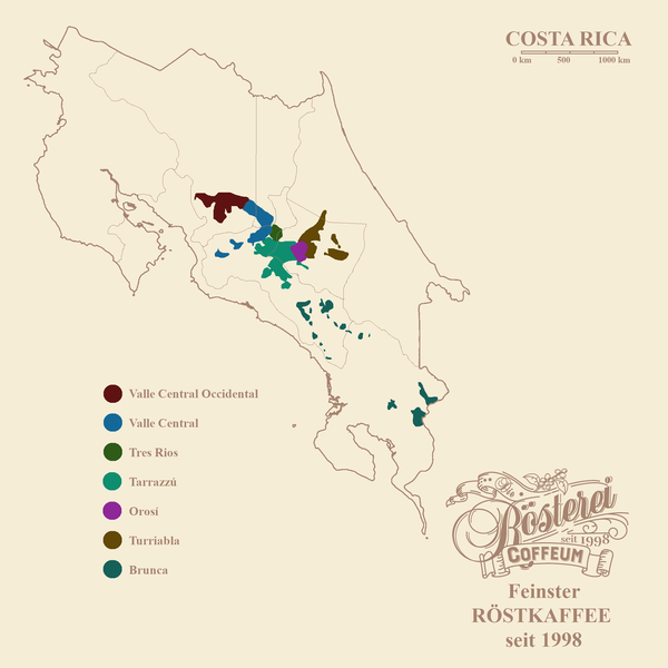 Landkarte Costa Rica Tarrazu Juanachute Portrait | Die Rösterei Coffeum Hamburg
