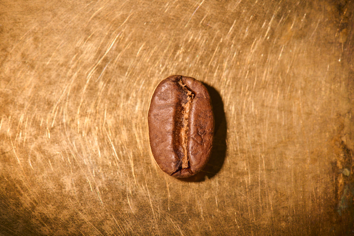Kaffeebohne geröstet einzeln Ecuador Cruz Loma Typica auf goldenem Hintergrund | Die Rösterei Coffeum Hamburg