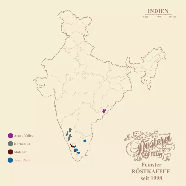 Landkarte Indien Estate Kalledevarapura Portrait | Die Rösterei Coffeum Hamburg