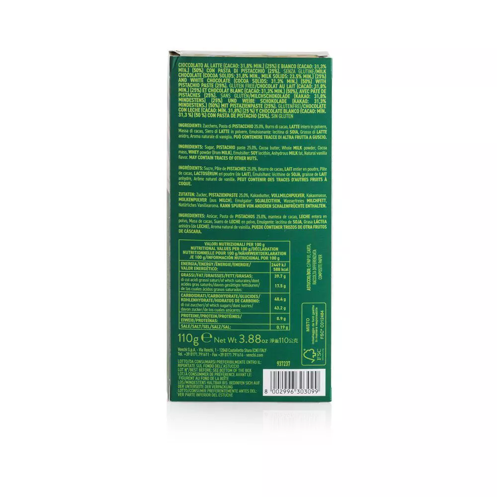 Venchi Schokolade Pistachio cremino Bar 110g