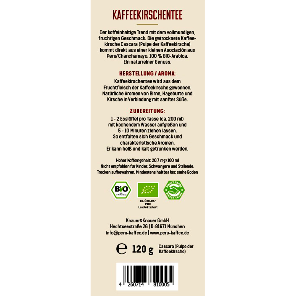 PachaMama Kaffeekirschen Tee 120 g | Die Rösterei Coffeum