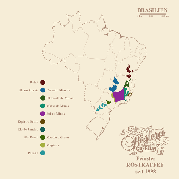 Landkarte Brasilien Fazenda IP COE Rank 5 Portrait | Die Rösterei Coffeum Hamburg